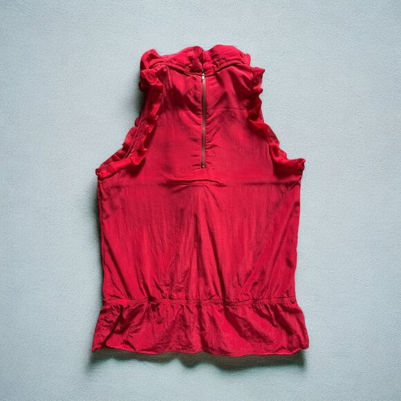 MM Couture by Miss Me Womens Halter Top L Red Ruffled 100% Silk Body Chic Party - Picture 2 of 6